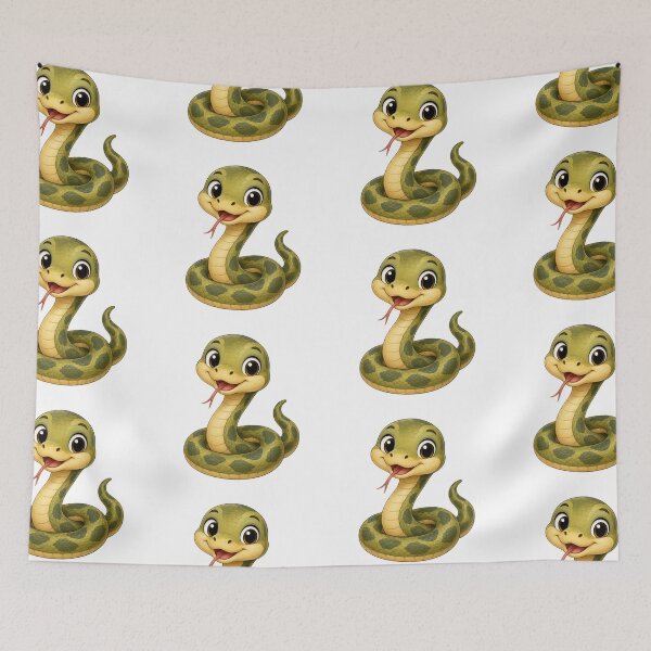 Item preview, Cute Kawaii Snake Adorable Happy Green Python Reptile Mascot designed and sold by Seculinator.