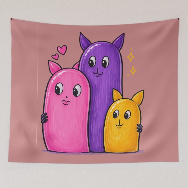 Item preview, Cute Cosmic Blob Family – Kawaii Color Monsters Illustration designed and sold by Creavanessa0321.