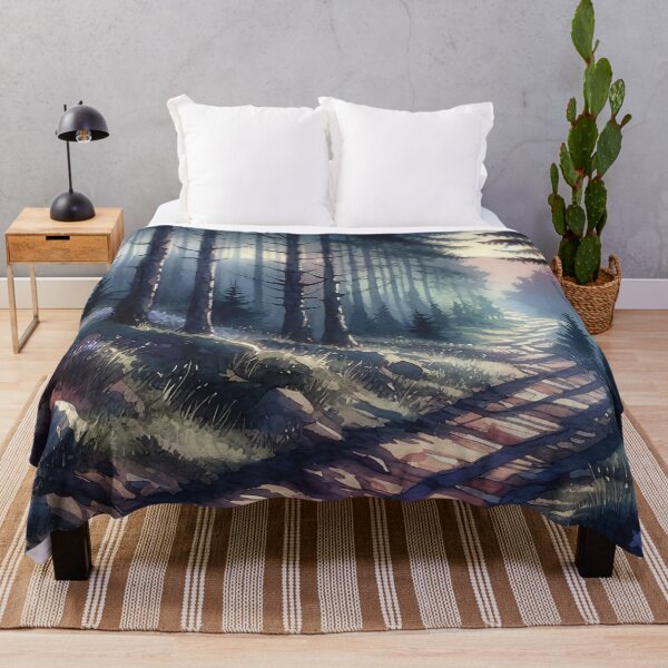 Item preview, Sunlit Forest Path Watercolor Landscape designed and sold by DeDennen.