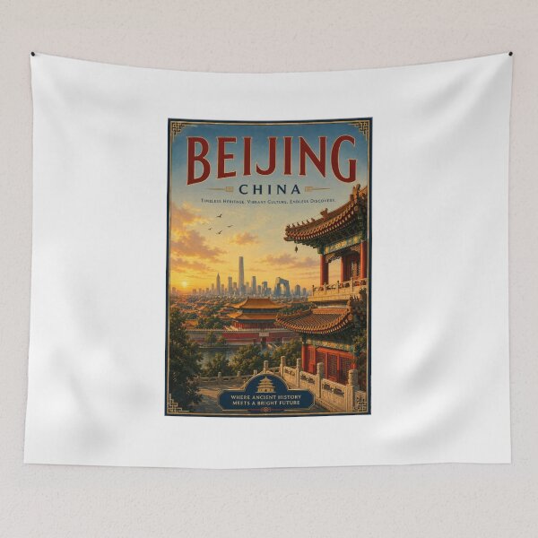Item preview, Beijing China Travel Poster | Vintage Cityscape Wall Art designed and sold by ElartedeNoel.