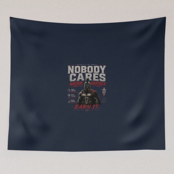 Item preview, NOBODY CARES WORK HARDER | DISCIPLINE MODE SPARTAN WARRIOR MOTIVATION T-SHIRT designed and sold by LowBatteryStudio ⭐.