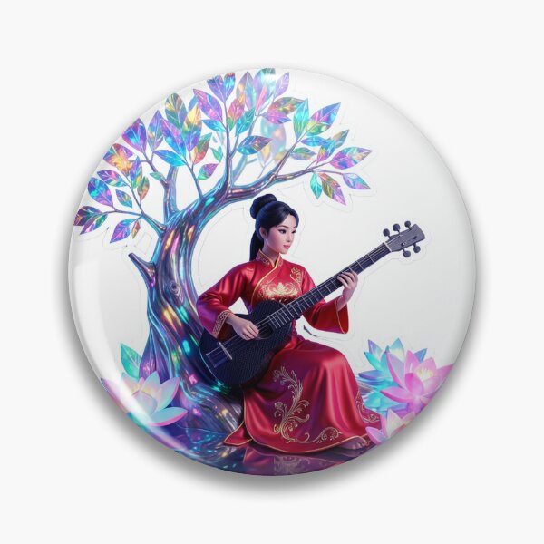 Item preview, 3D Paper Cut Style Illustration Of Chinese Musician Woman With Pipa Instrument designed and sold by ARTCREATESHOP.