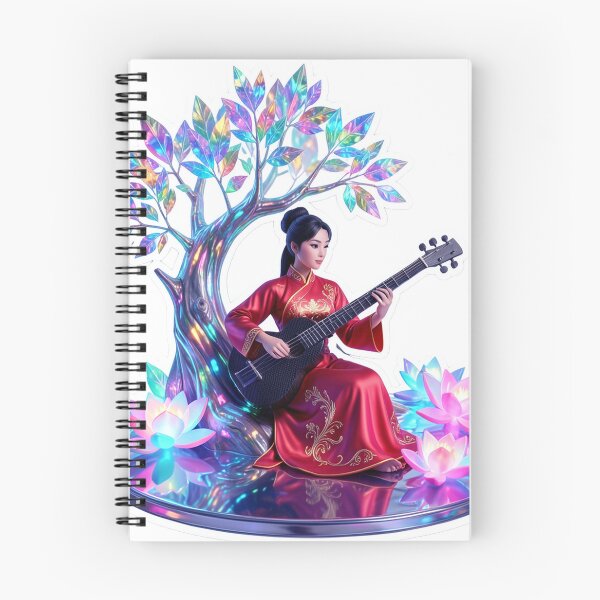 Item preview, 3D Paper Cut Style Illustration Of Chinese Musician Woman With Pipa Instrument designed and sold by ARTCREATESHOP.