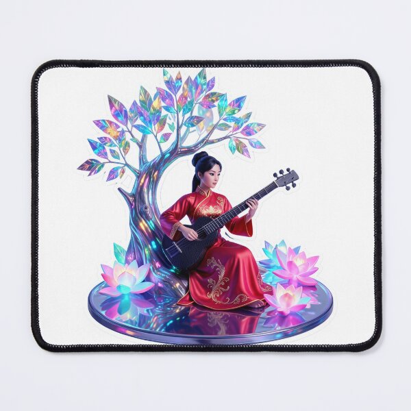 Item preview, 3D Paper Cut Style Illustration Of Chinese Musician Woman With Pipa Instrument designed and sold by ARTCREATESHOP.
