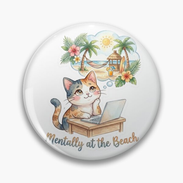 Item preview, Mentally at the Beach – Dreamy Island Life Cat Sticker designed and sold by LaniDigitalNook.