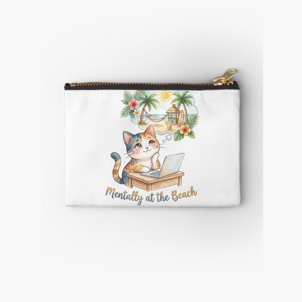 Item preview, Mentally at the Beach – Dreamy Island Life Cat Sticker designed and sold by LaniDigitalNook.