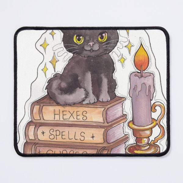 Item preview, Spell Book Kitty — Cute Hand Drawn Gothic Cat Art designed and sold by Darkfully-Done.