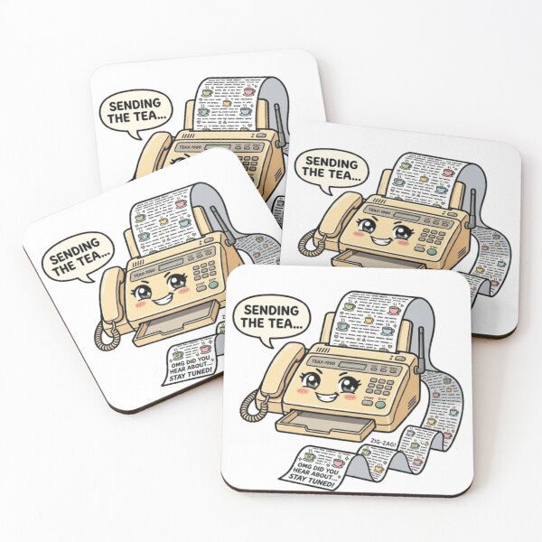 Item preview, Sending The Tea Kawaii Retro Fax Machine Office Gossip designed and sold by Retro Mood Co.