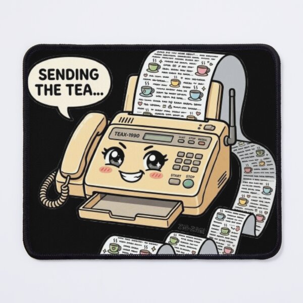 Item preview, Sending The Tea Kawaii Retro Fax Machine Office Gossip designed and sold by Retro Mood Co.