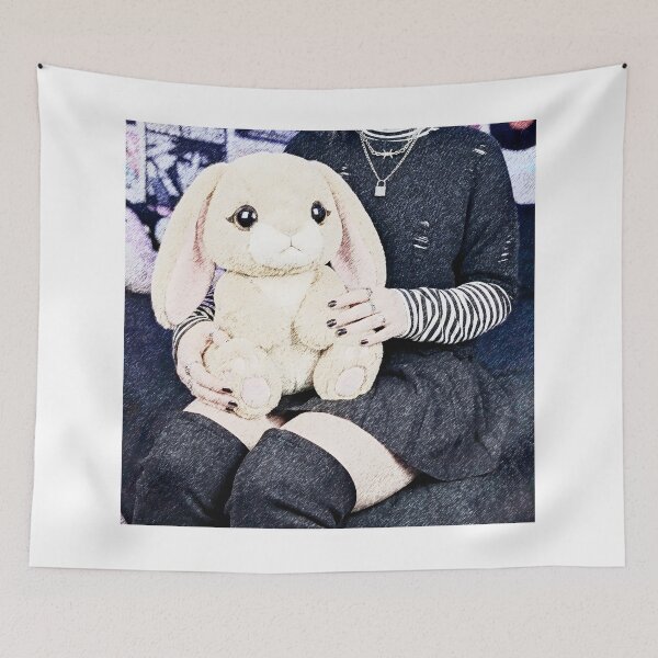 Item preview, Cute Bunny Plush Goth Aesthetic designed and sold by D6rkT3chDemon.