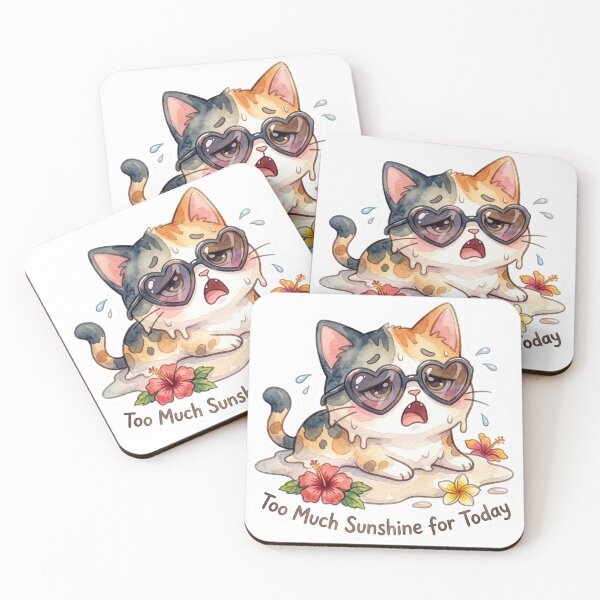 Item preview, Too Much Sunshine for Today – Funny Tropical Cat Sticker designed and sold by LaniDigitalNook.