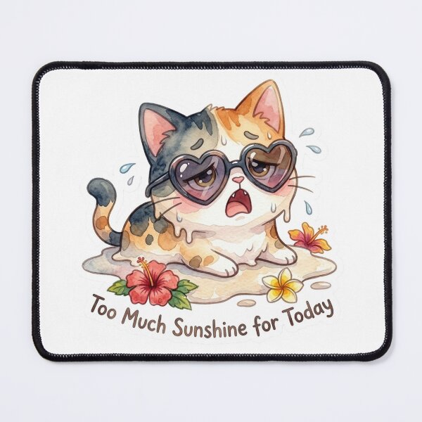 Item preview, Too Much Sunshine for Today – Funny Tropical Cat Sticker designed and sold by LaniDigitalNook.