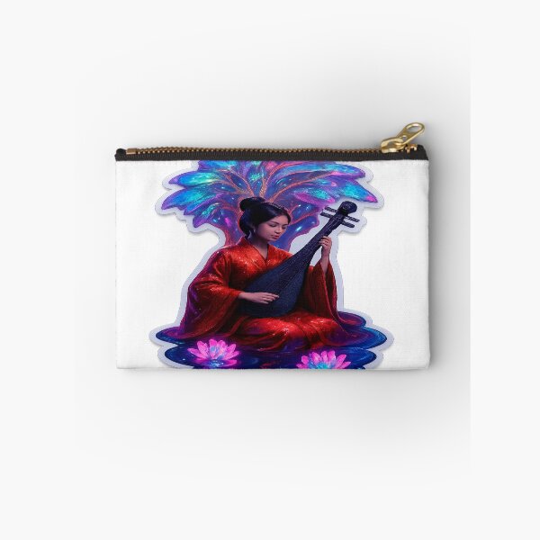 Item preview, Serene Chinese Lady Playing Pipa Beside Lotus Pond Under Twisting Willow Tree designed and sold by ARTCREATESHOP.