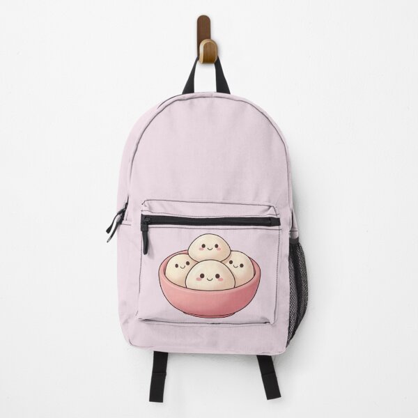 Item preview, Four Cute Kawaii Dumplings in Pink Bowl – Pastel Food Illustration designed and sold by EmeraldeaArt.