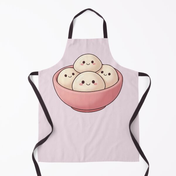 Item preview, Four Cute Kawaii Dumplings in Pink Bowl – Pastel Food Illustration designed and sold by EmeraldeaArt.