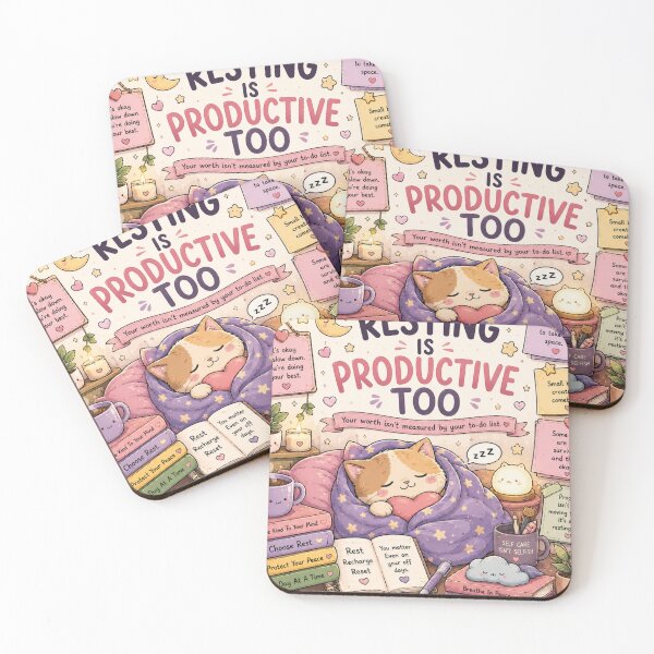 Item preview, Resting Is Productive Too Sleeping Cat Sticker designed and sold by NexusPixels.