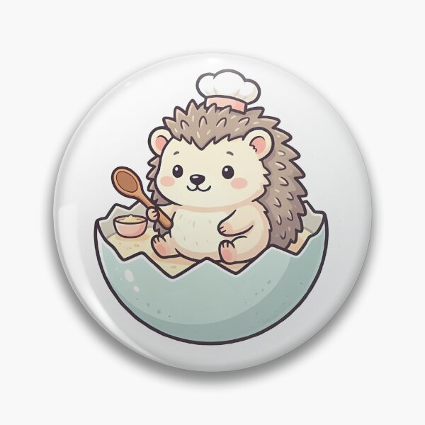 Item preview, Cute Kawaii Baby Hedgehog Chef in Eggshell designed and sold by YALLABUY.