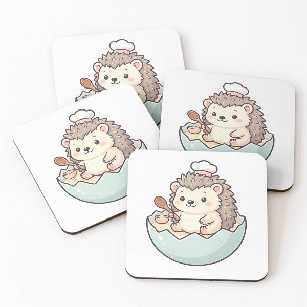 Item preview, Cute Kawaii Baby Hedgehog Chef in Eggshell designed and sold by YALLABUY.