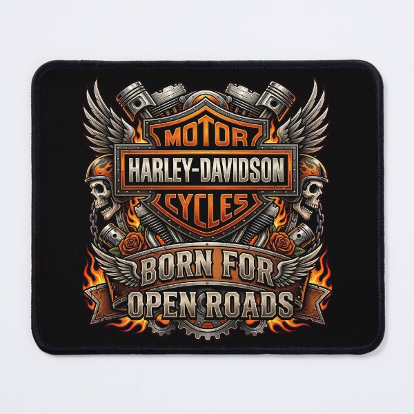 Item preview, Harley Davidson Born For Open Roads Detailed Chopper Illustration designed and sold by enzoade.