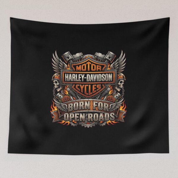 Item preview, Harley Davidson Born For Open Roads Detailed Chopper Illustration designed and sold by enzoade.