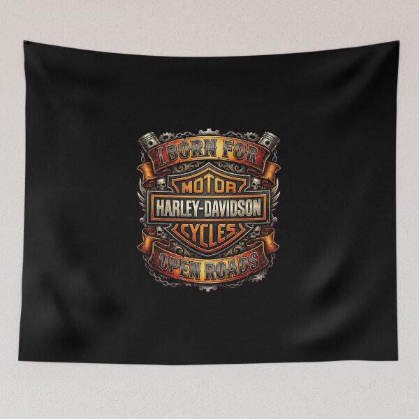 Item preview, Harley Davidson Born For Open Roads Motorcycle Club Inspired Design designed and sold by enzoade.