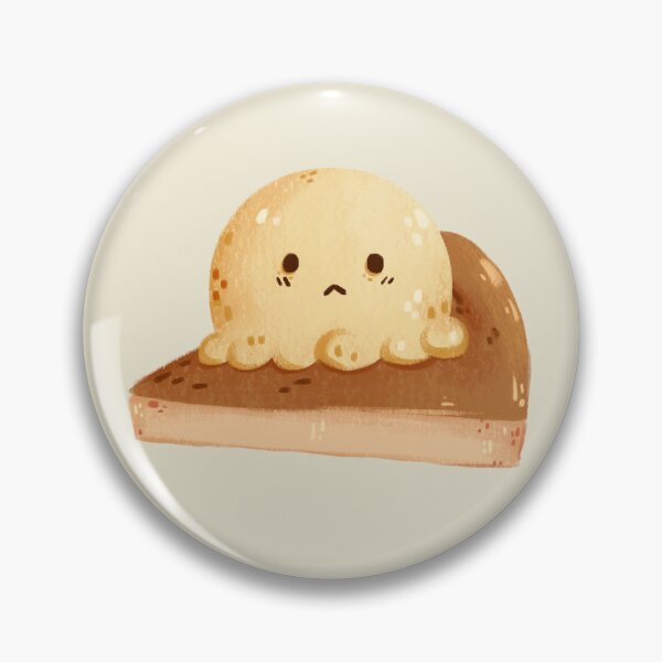 Item preview, Sad Kawaii Dumpling on Caramel Cake – Cute Squishy Dessert Illustration designed and sold by EmeraldeaArt.