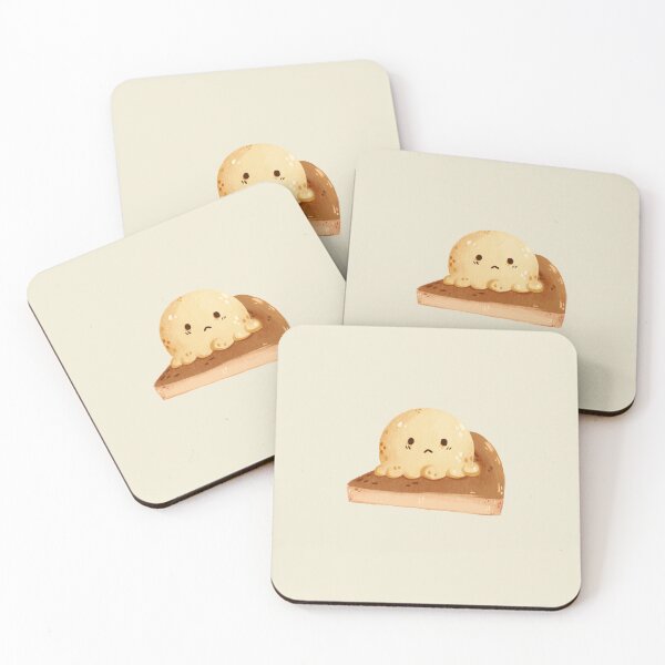 Item preview, Sad Kawaii Dumpling on Caramel Cake – Cute Squishy Dessert Illustration designed and sold by EmeraldeaArt.