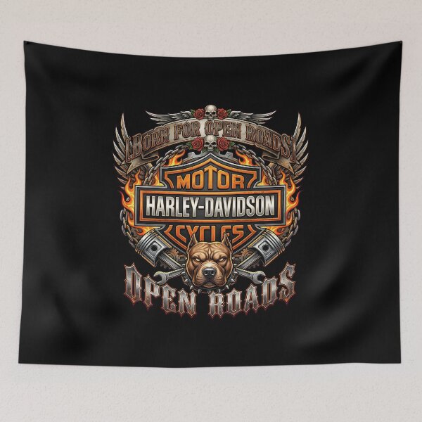 Item preview, Harley Davidson Born For Open Roads Retro Garage Style Artwork designed and sold by enzoade.