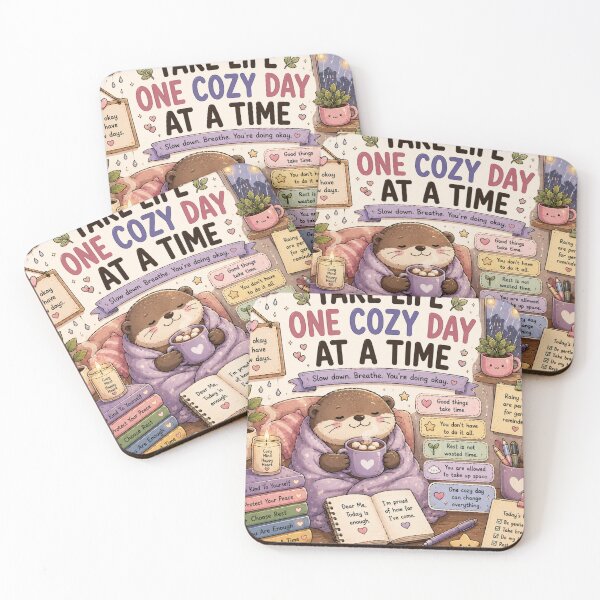 Item preview, Take Life One Cozy Day At A Time Otter Sticker designed and sold by NexusPixels.