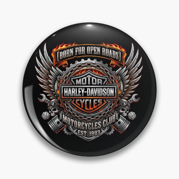 Item preview, Harley Davidson Born For Open Roads Skull And Engine Illustration designed and sold by enzoade.