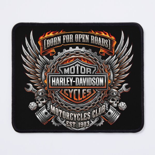 Item preview, Harley Davidson Born For Open Roads Skull And Engine Illustration designed and sold by enzoade.