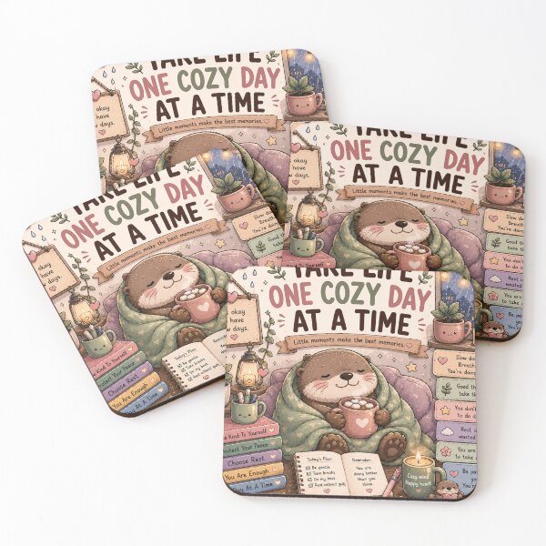 Item preview, Take Life One Cozy Day At A Time Otter Sticker designed and sold by NexusPixels.