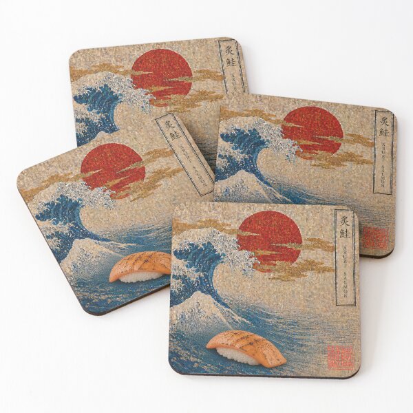 Item preview, Aburi Salmon Nigiri — Seared Salmon Ukiyo-e Sushi Art Tee designed and sold by nurusubetei.
