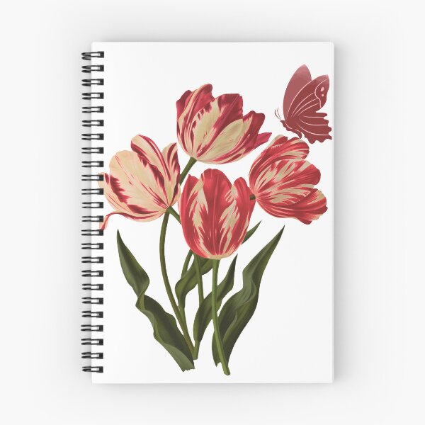 Item preview, Vintage Red Tulip Bouquet with Butterfly Botanical Floral Illustration designed and sold by vibecraft_studio2.