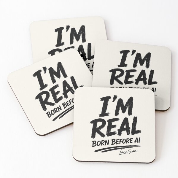 Item preview, I’M REAL BORN BEFORE AI | Funny Typography Design | Human-Made Statement designed and sold by Baroness Swan.