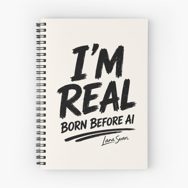 Item preview, I’M REAL BORN BEFORE AI | Funny Typography Design | Human-Made Statement designed and sold by BlueberrySwan.