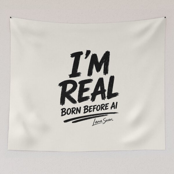 Item preview, I’M REAL BORN BEFORE AI | Funny Typography Design | Human-Made Statement designed and sold by Baroness Swan.