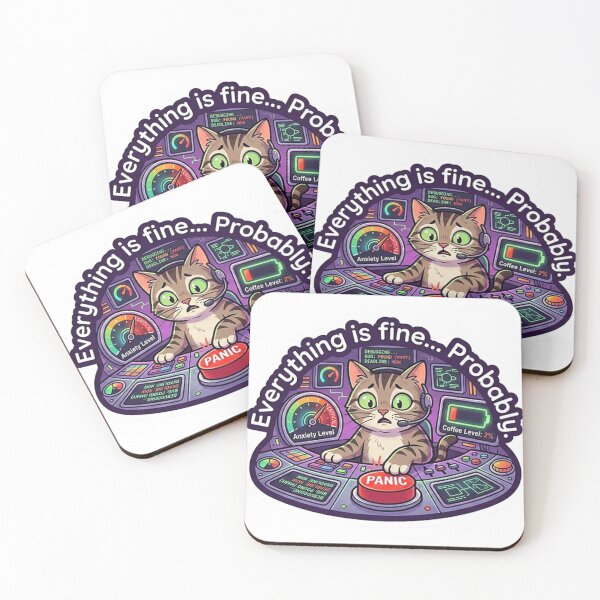 Item preview, Funny Cat Programmer Panic Button - Everything Is Fine Coder Sticker designed and sold by Barkashow.