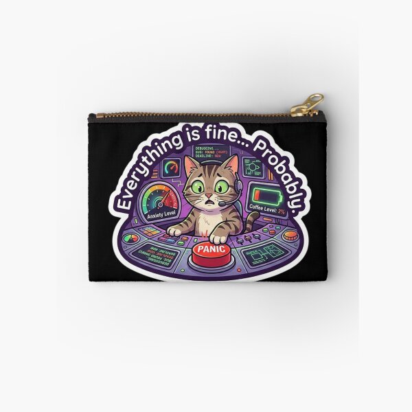 Item preview, Funny Cat Programmer Panic Button - Everything Is Fine Coder Sticker designed and sold by Barkashow.