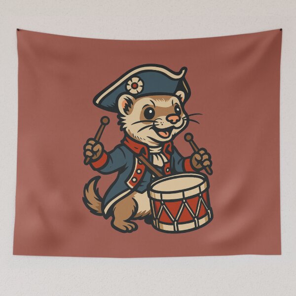 Item preview, Revolutionary Drummer Ferret designed and sold by Ghost on Toast.