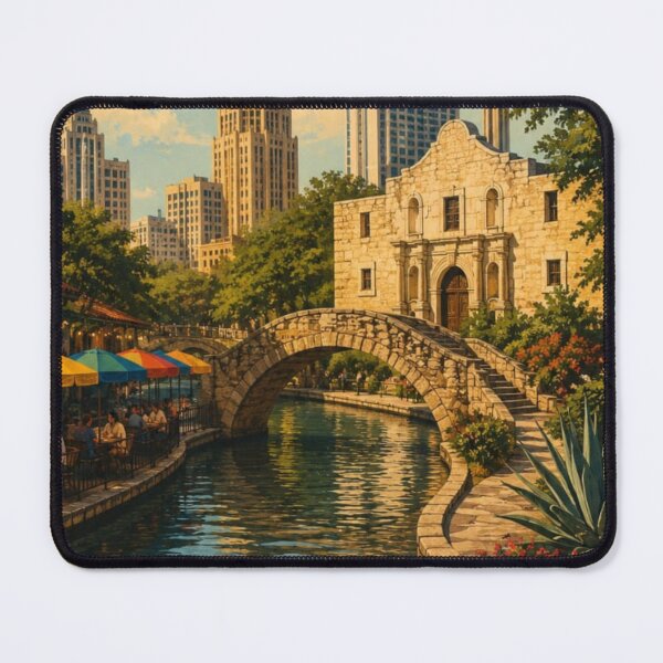 Item preview, Discover San Antonio Texas – Vintage Travel Poster | River Walk & Alamo Wall Art designed and sold by ElartedeNoel.