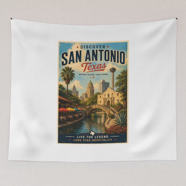 Item preview, Discover San Antonio Texas – Vintage Travel Poster | River Walk & Alamo Wall Art designed and sold by ElartedeNoel.