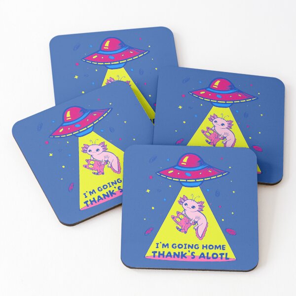 Item preview, "I'm going home, thanks alotl" kawaii Axolotl Alien abduction, cat, spaceship designed and sold by Mimo & Co..