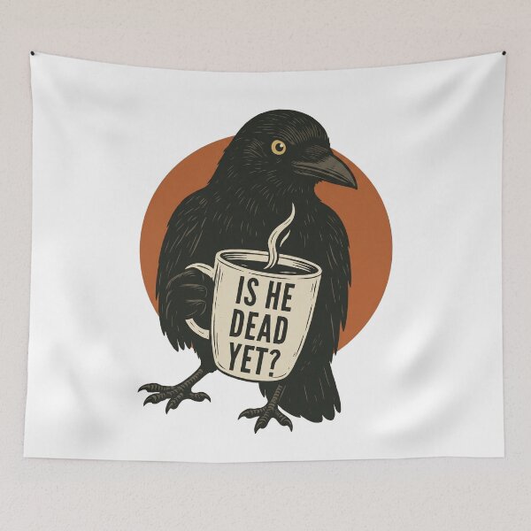 Item preview, Sarcastic Crow Coffee Mug - Is He Dead Yet? Dark Humor Raven designed and sold by rediscoveredapp.