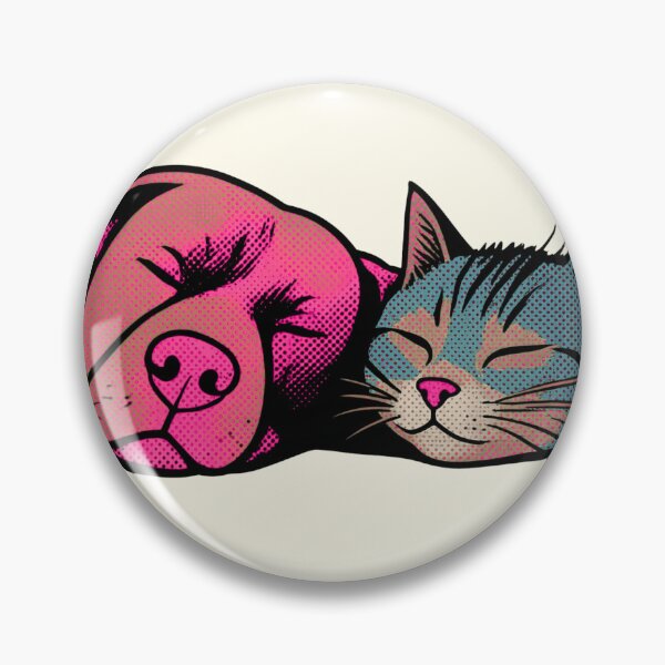 Item preview, Dog and Cat Sleeping Best Friends Pop Art Comic Style designed and sold by Clauzierra.