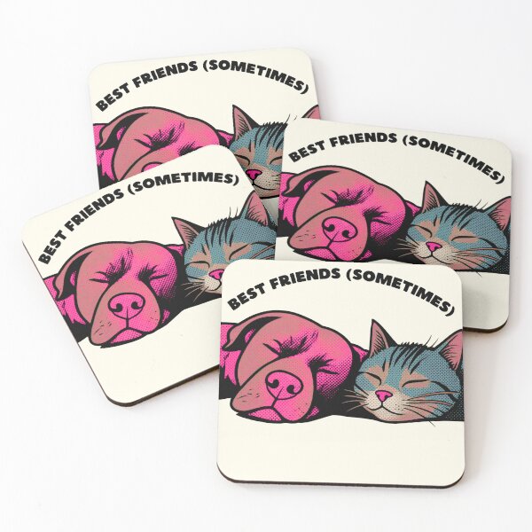 Item preview, Dog and Cat Sleeping Best Friends Pop Art Comic Style designed and sold by Clauzierra.