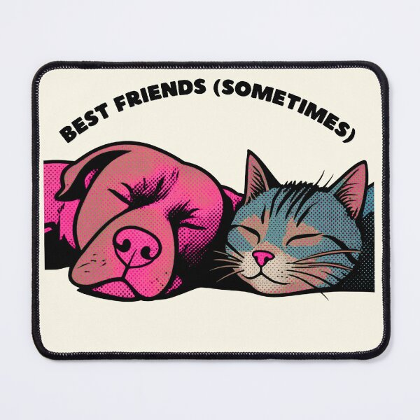 Item preview, Dog and Cat Sleeping Best Friends Pop Art Comic Style designed and sold by Clauzierra.