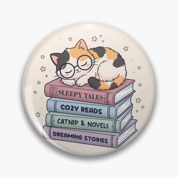 Item preview, Cozy Sleeping Calico Cat on Book Stack Sleepy, Tales Bibliophile Gift Idea designed and sold by Juka-Arts-CC.