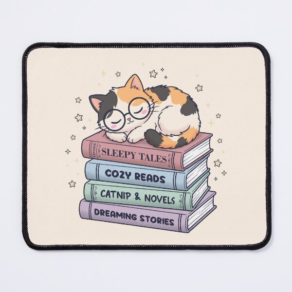 Item preview, Cozy Sleeping Calico Cat on Book Stack Sleepy, Tales Bibliophile Gift Idea designed and sold by Juka-Arts-CC.