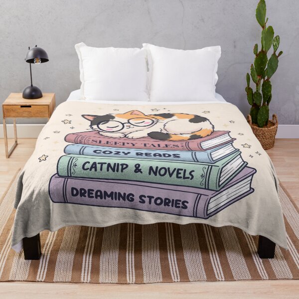 Item preview, Cozy Sleeping Calico Cat on Book Stack Sleepy, Tales Bibliophile Gift Idea designed and sold by Juka-Arts-CC.
